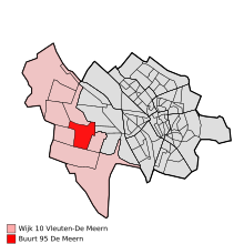 De Meern bestaat uit het rode gebied op het kaartje + Veldhuizen (links van het rode gebied) + Oudenrijn (rechts van het rode gebied) + Reijerscop (onder Veldhuizen).