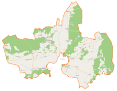 Mapa konturowa gminy wiejskiej Czarnków, na dole nieco na prawo znajduje się punkt z opisem „Grzępy”