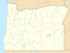 Mapa konturowa Oregonu, u góry po prawej znajduje się punkt z opisem „Union”