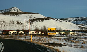 The village with parts of the volcanic system