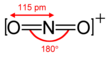 Skeletal formula of nitronium with some dimensions added