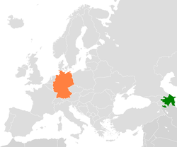 Map indicating locations of Azerbaijan and Germany