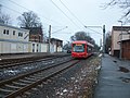 Citybahn nach Chemnitz beim Verlassen des Bahnhofs Stollberg (Sachs), 2016