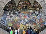 Mural Zgodovina Mehike, ki prikazuje revolucijo v Palacio Nacional