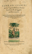 Frontispicio de Historiae animalium... (1554) de Conrad Gessner.