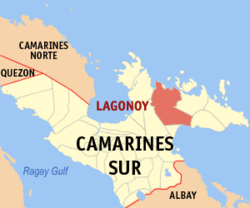 Mapa de Camarines Sur con Lagonoy resaltado