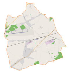 Mapa konturowa gminy Rędziny, blisko centrum na prawo znajduje się punkt z opisem „Rudniki”