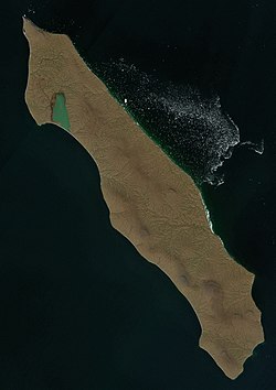 Satellite image of Stolbovoy Island (Sentinel-2, 2019-08-03).