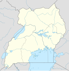 Mapa konturowa Ugandy, po prawej znajduje się punkt z opisem „Sironko”