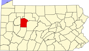 Map of Pennsylvania highlighting Jefferson County