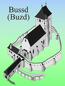 Machetă - Biserica fortificată din Buzd Planul fortificaţiei din Buzd[1]