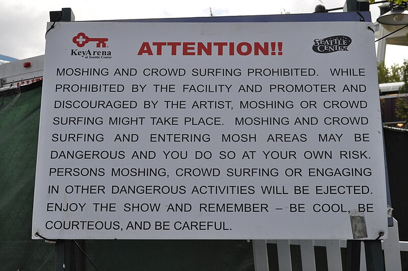 File:No moshing sign, Bumbershoot 2010.jpg