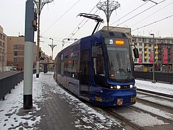 Pesa Twist on Świdnicka tram stop