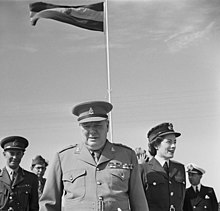 Winston Churchill visits his old regiment near the pyramids with his daughter, Sarah Churchill (actress).