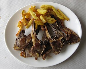 Chuletillas of milk-fed lamb in Asturias