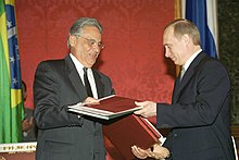 Former Brazilian President Fernando Henrique Cardoso and Russian President Vladimir Putin in 2002