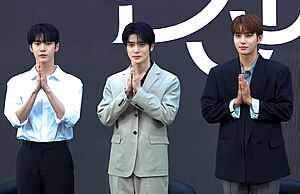 NCT DoJaeJung in June 2023 (from left to right: Doyoung, Jaehyun and Jungwoo)