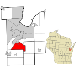 Location in Brown County and the state of Wisconsin