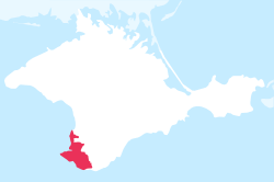 Mapa ng Tangway Crimea na pinapakita ang Sevastopol