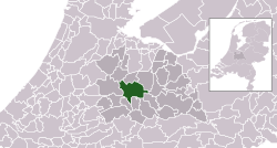 Highlighted position of Utrecht in a municipal map of Utrecht