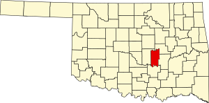 Map of Oklahoma highlighting Seminole County