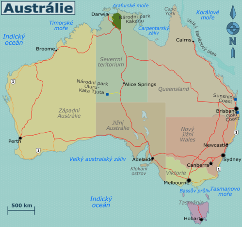 Mapa regionů Austrálie