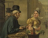 1827 : La cuisinière et le marchand de volailles, 1827. (Rijksmuseum)