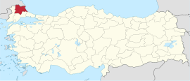 Location of the province within Turkey