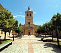 View of plaza in front of entrance to Catedral de Santa María in Ciudad Rodrigo