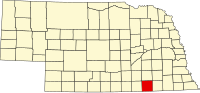 Map of Nebraska highlighting Thayer County