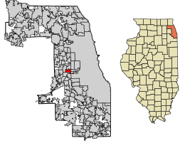 Location of Lyons in Cook County, Illinois.