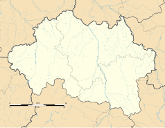 Mapa konturowa Allier, na dole po prawej znajduje się punkt z opisem „Laprugne”
