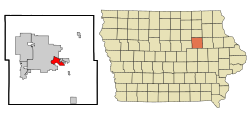 Location of Evansdale, Iowa