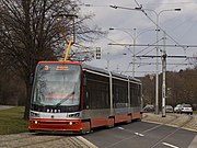 Lagevloer tram 15T in Praag.