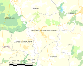 Mapa obce Saint-Malo-des-Trois-Fontaines