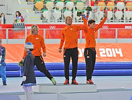 Het podium van de 500 meter schaatsen