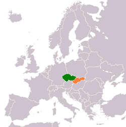 نقشہ مقام Czech Republic اور Slovakia