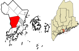 Location in Knox County and the state of Maine.