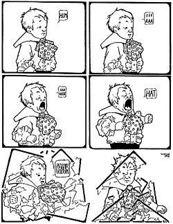 A play with panels in Winsor McCay's Little Sammy Sneeze strip.