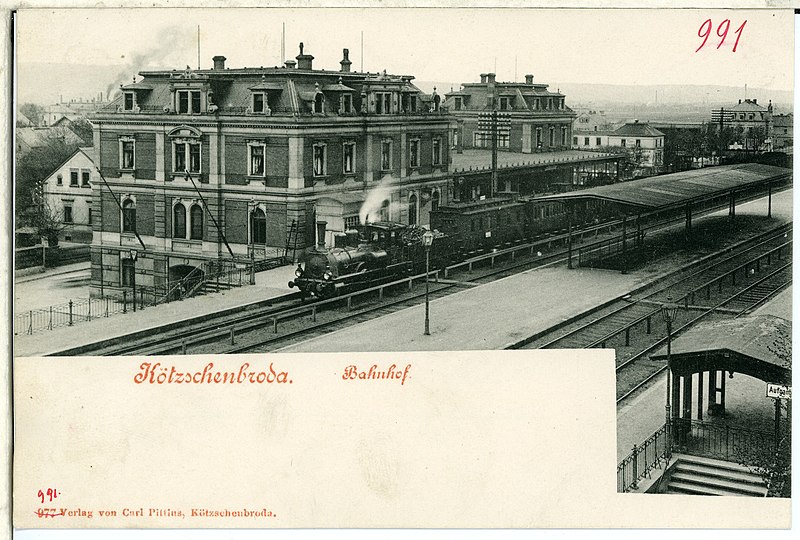 File:00991-Kötzschenbroda-1899-Bahnhof mit Eisenbahnzug-Brück & Sohn Kunstverlag.jpg