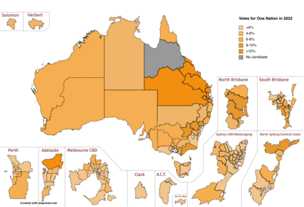 One Nation party vote share by electorate