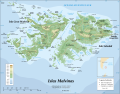 Isole Falkland/Malvine con toponomastica spagnolo-argentina.