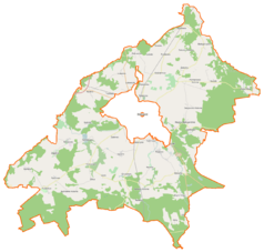 Mapa konturowa gminy wiejskiej Białogard, blisko górnej krawiędzi po prawej znajduje się punkt z opisem „Białogórzynko”