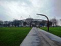 A view of the stadium from the surrounding West Park