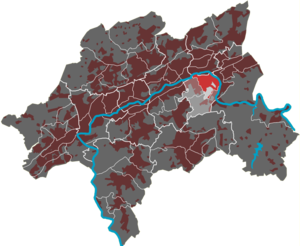 Lage des Quartiers Heckinghausen im Stadtbezirk Heckinghausen