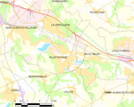 Mapa obce Villefontaine