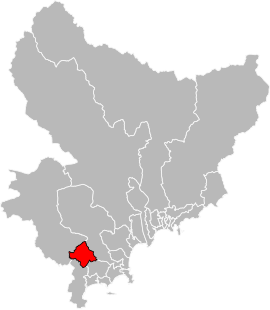 Situation of the canton of Grasse-2 in the department of Alpes-Maritimes