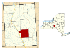 Location within Cortland County and New York