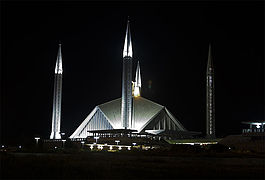 The mosque at night during prayer times