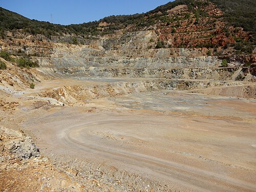 Valley of Mount Giove Hematite and Pyrite open-pit mine, Elba, Italy